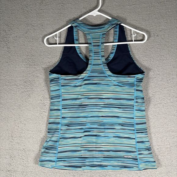 The North Face Halter Tank Top Women’s Size L Blue Yellow Grey Stripes Vaporwick - Picture 7 of 12